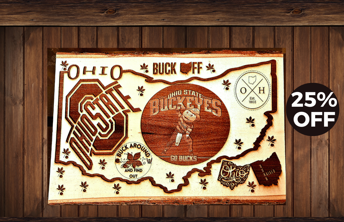 Ohio State Buckey's Wooden Engraved Plaque